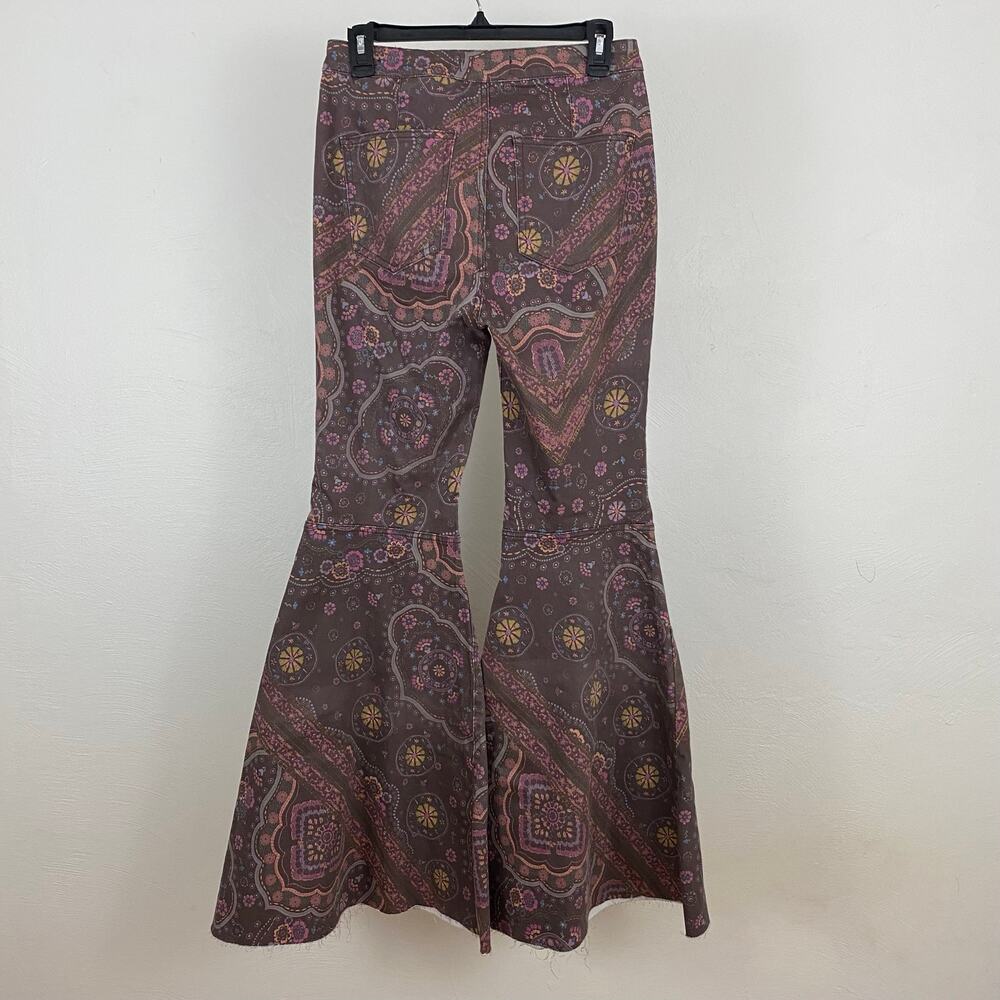 We The Free People Just Float On Printed Flare Jeans - Chocolate Combo - 28 - Picture 4 of 10